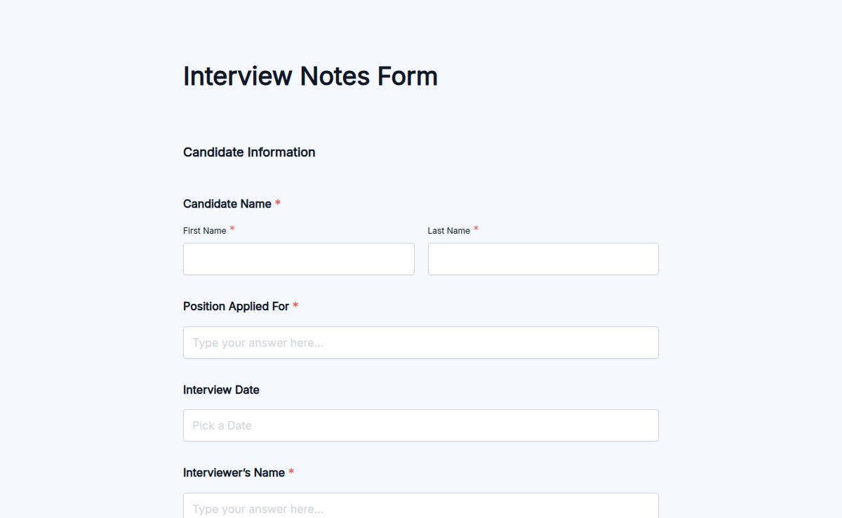 Interview Notes Form