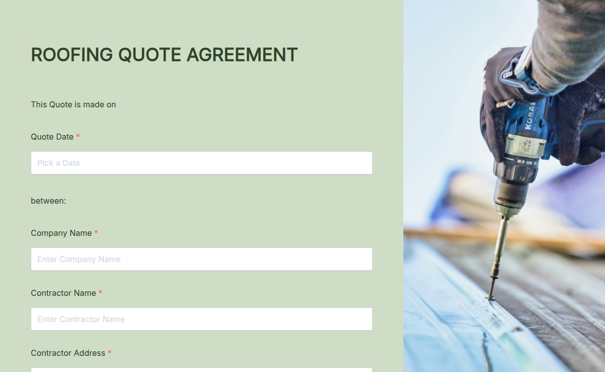 Roofing Quote Agreement