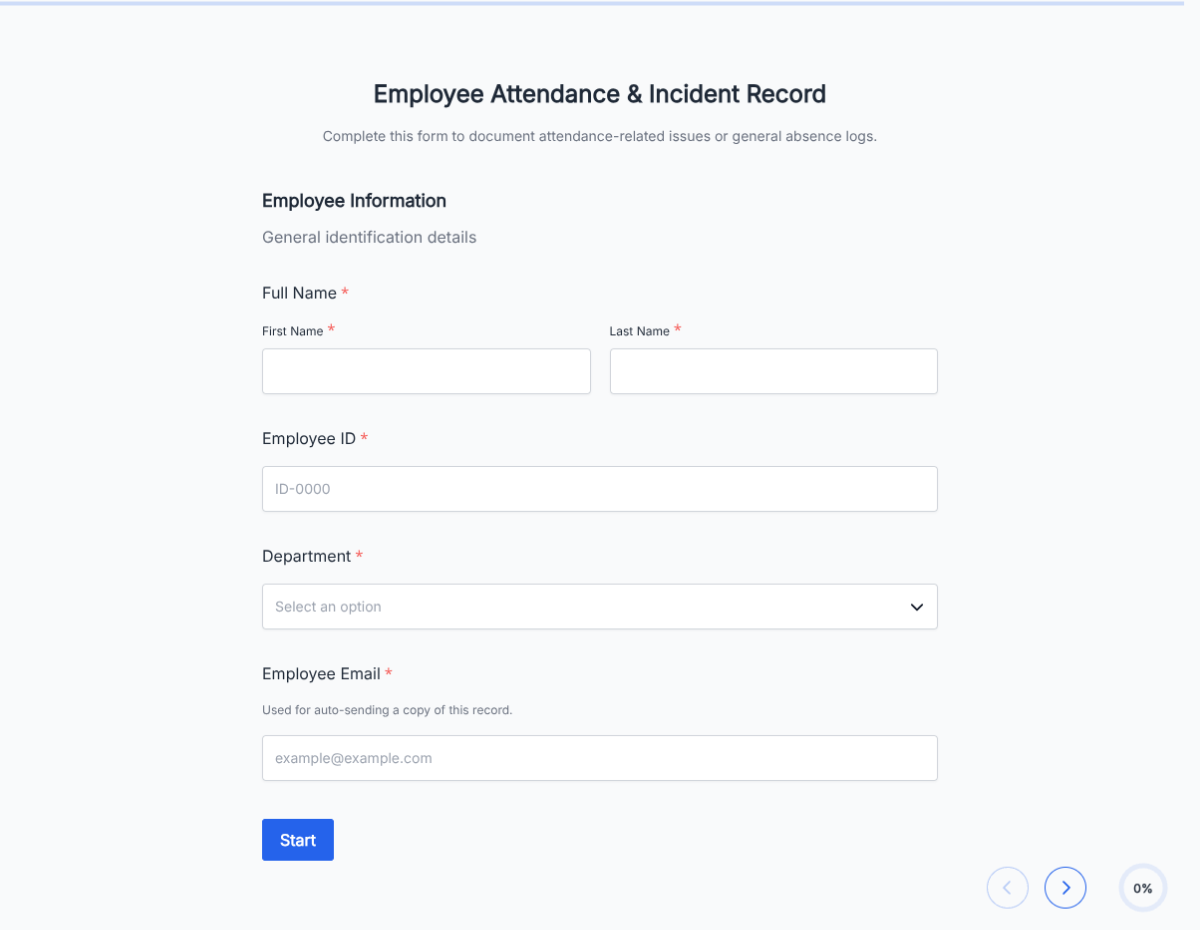 Official Employee Attendance Record