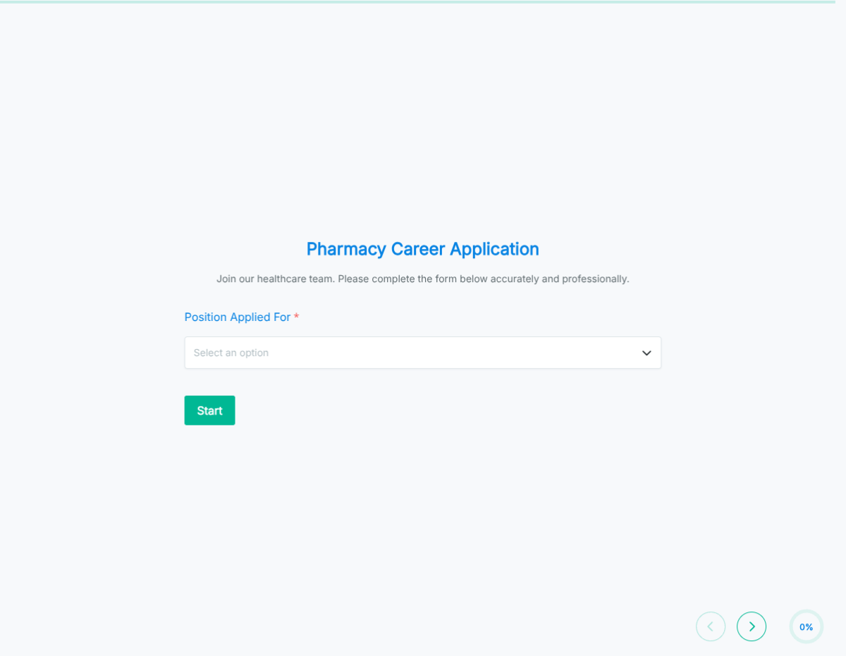 Pharmacy Job Application Form