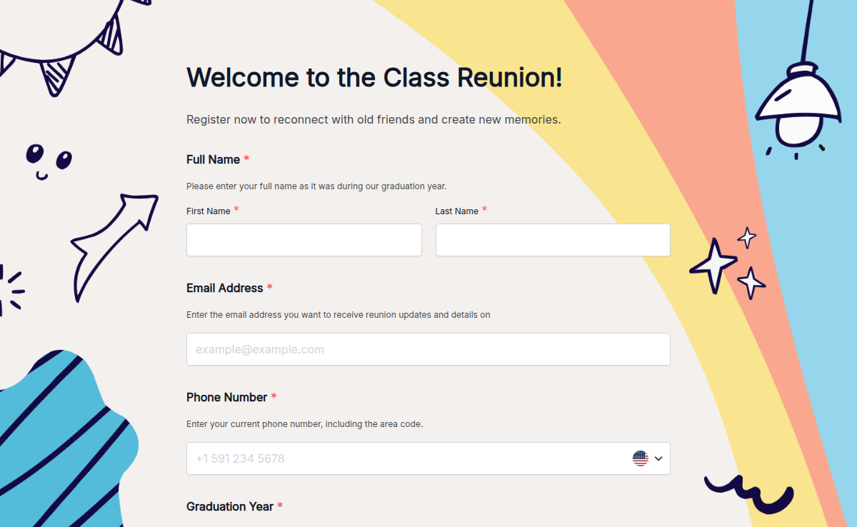 Class Reunion Registration Form