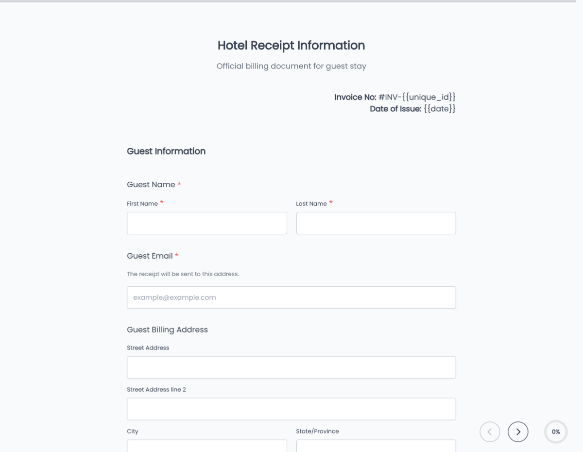 Hotel Stay Receipt & Billing