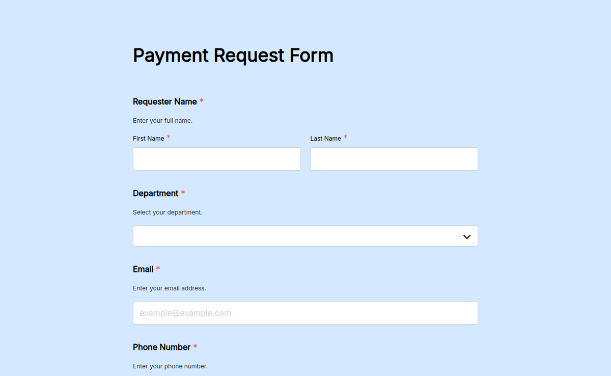 Payment Request Form