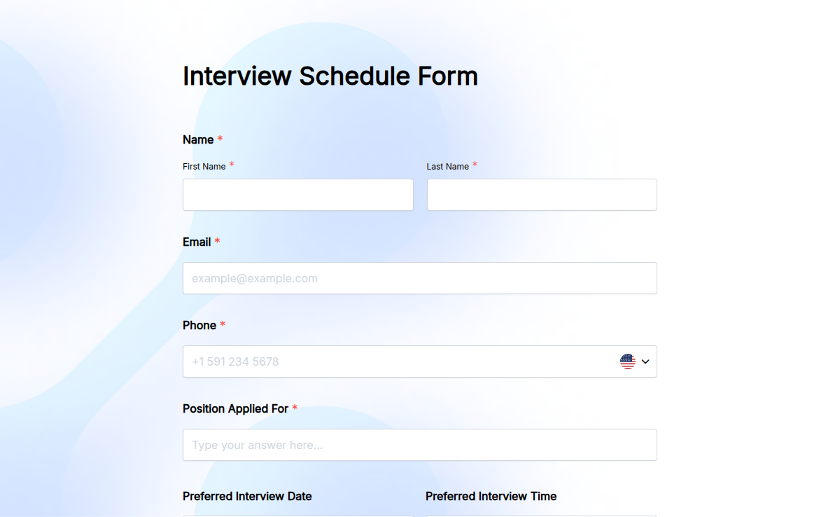 Interview Schedule Form