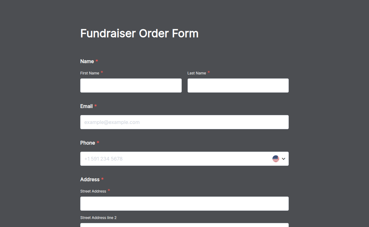 Fundraiser Order Form