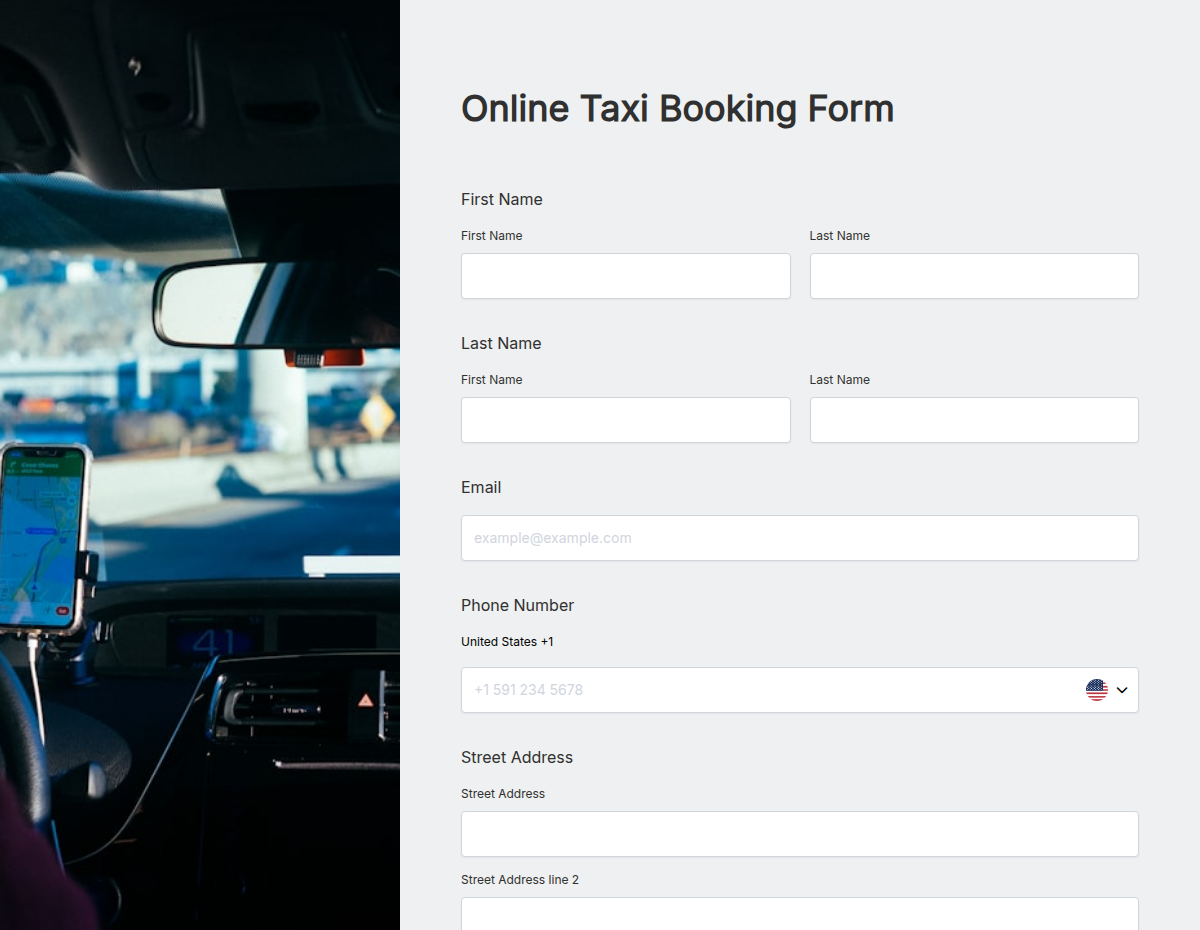 Online Taxi Booking Form