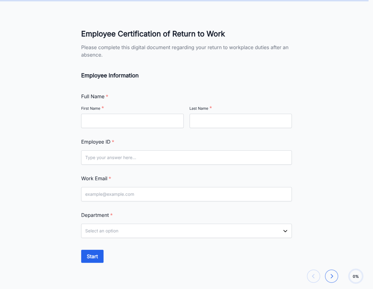 Return to Work Form